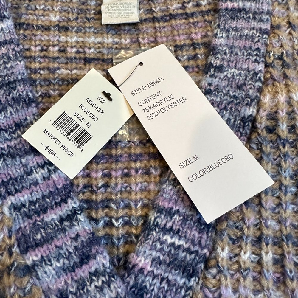 Design History Cardigan Sweater Chunky Marled V-Neck Cropped MEDIUM #M8043X NWT - Picture 4 of 12